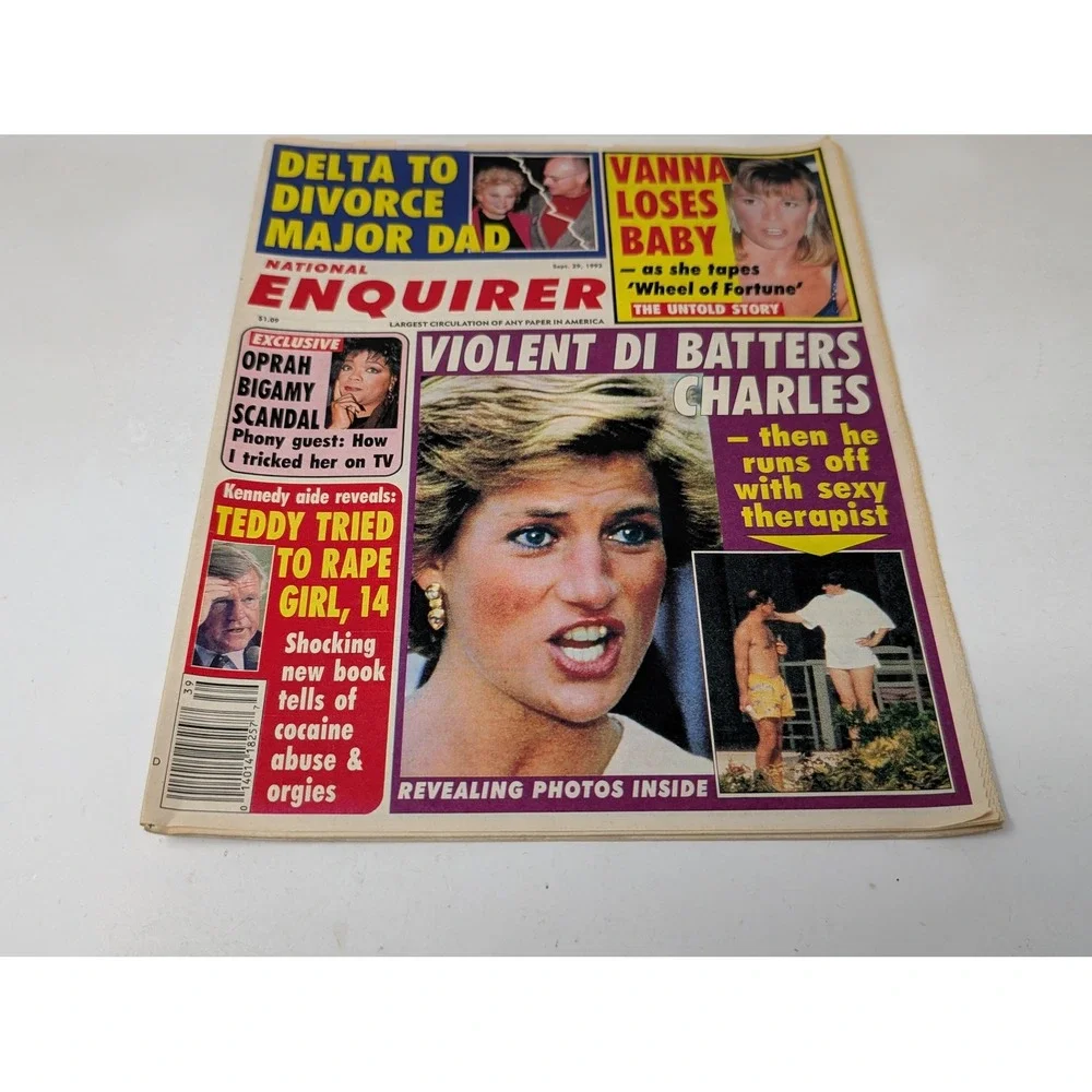National Enquirer 1992 Princess Diana Prince Charles Oprah Ted Kennedy VTG‎ 90s
